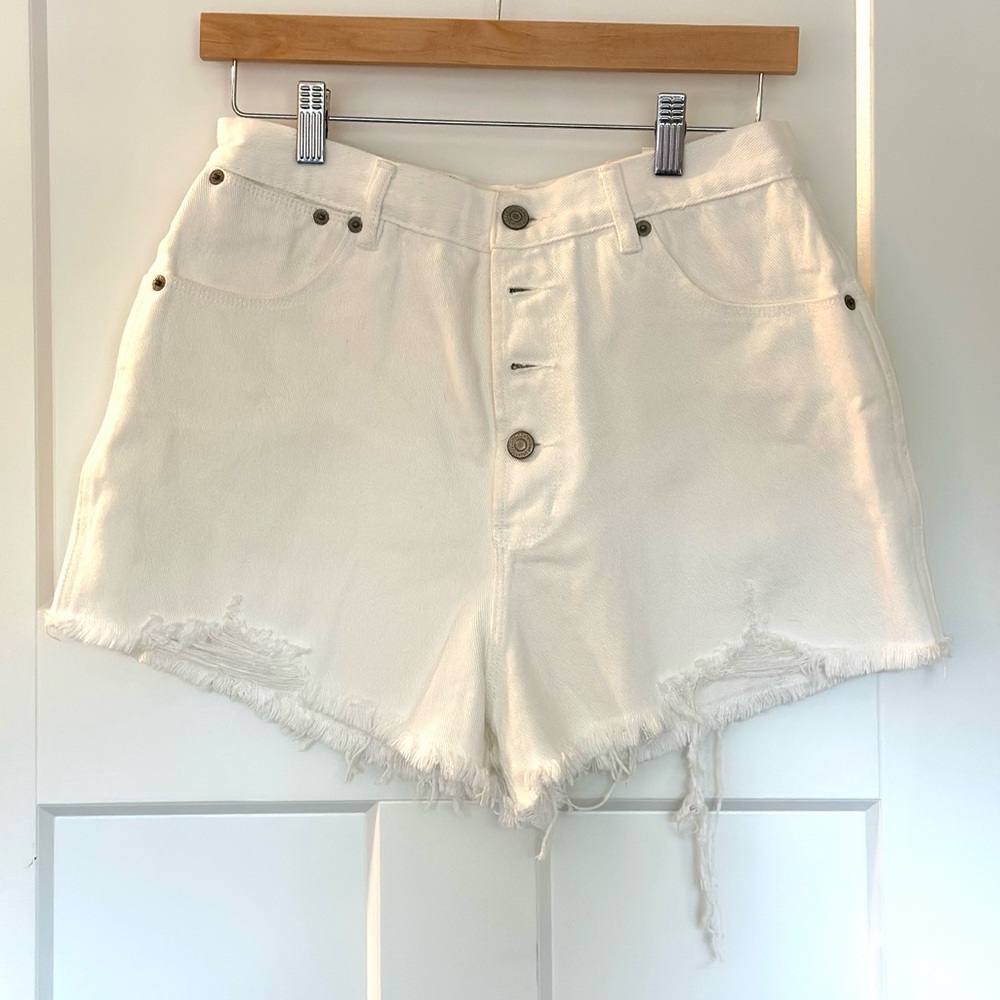 Moussy White Denim Shorts